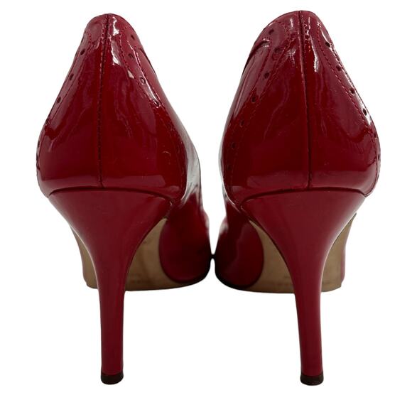 Kate Spade Red Patent Leather Giselle Peep Toe Stiletto Heels - Picture 9 of 11